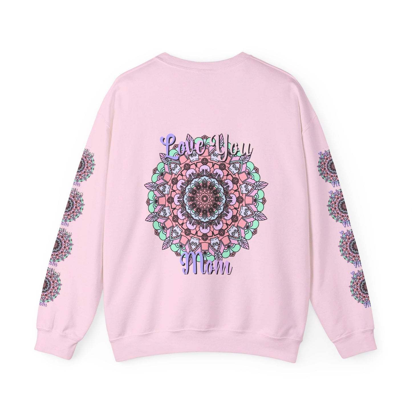 Black unisex crewneck sweatshirt with 'Love You Mom' design, perfect birthday gift for mom