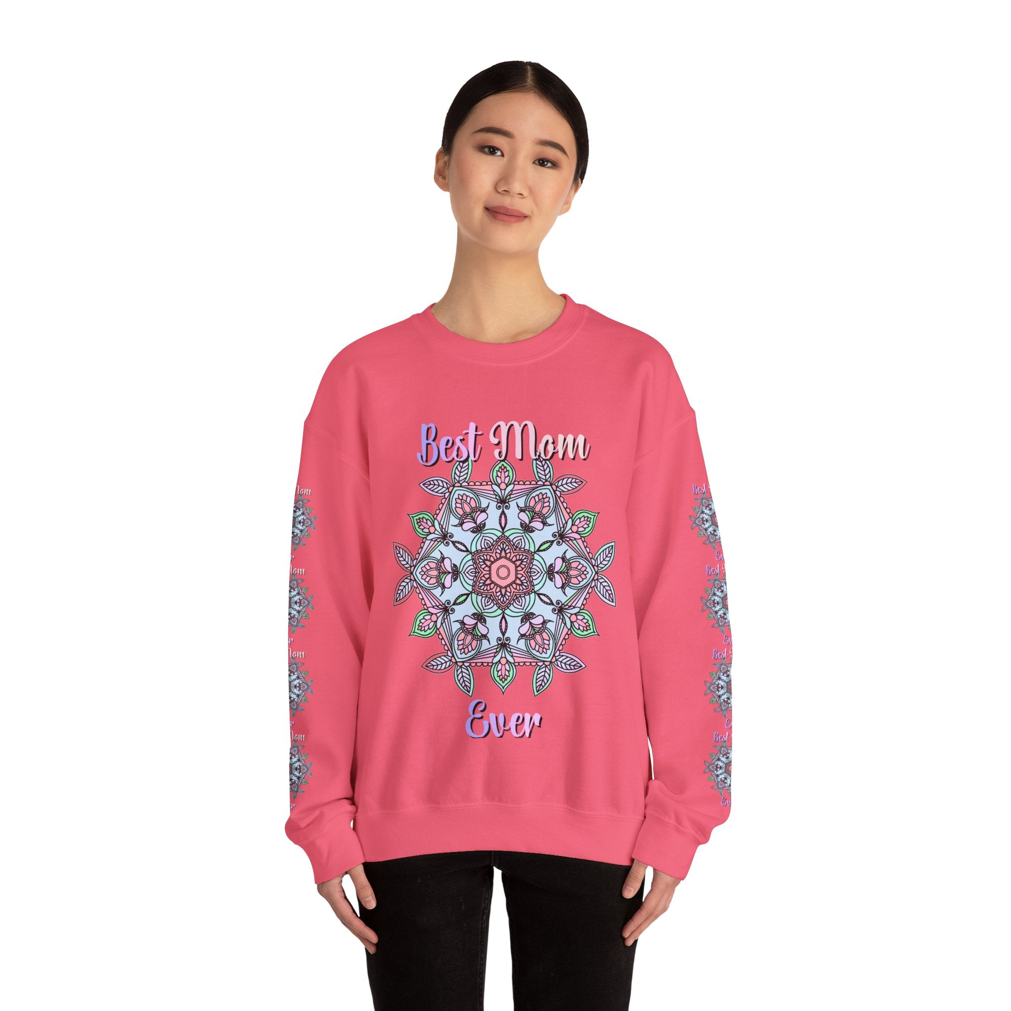 Mandala Art Crewneck Sweatshirt Celebrating Moms in Soft Hues