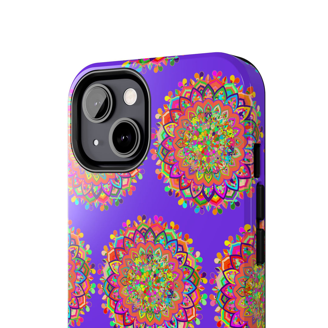 Hand drawn small purple mandala art phone case designed for iPhone X and XS