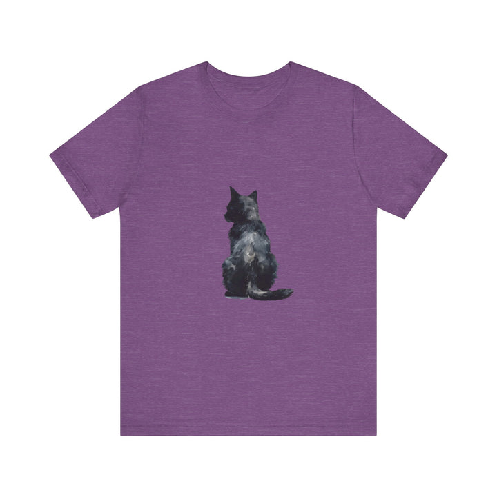 A black cat watercolor t-shirt with a mystical design, perfect for cat lovers and fans of unique, artistic clothing