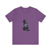 A black cat watercolor t-shirt with a mystical design, perfect for cat lovers and fans of unique, artistic clothing