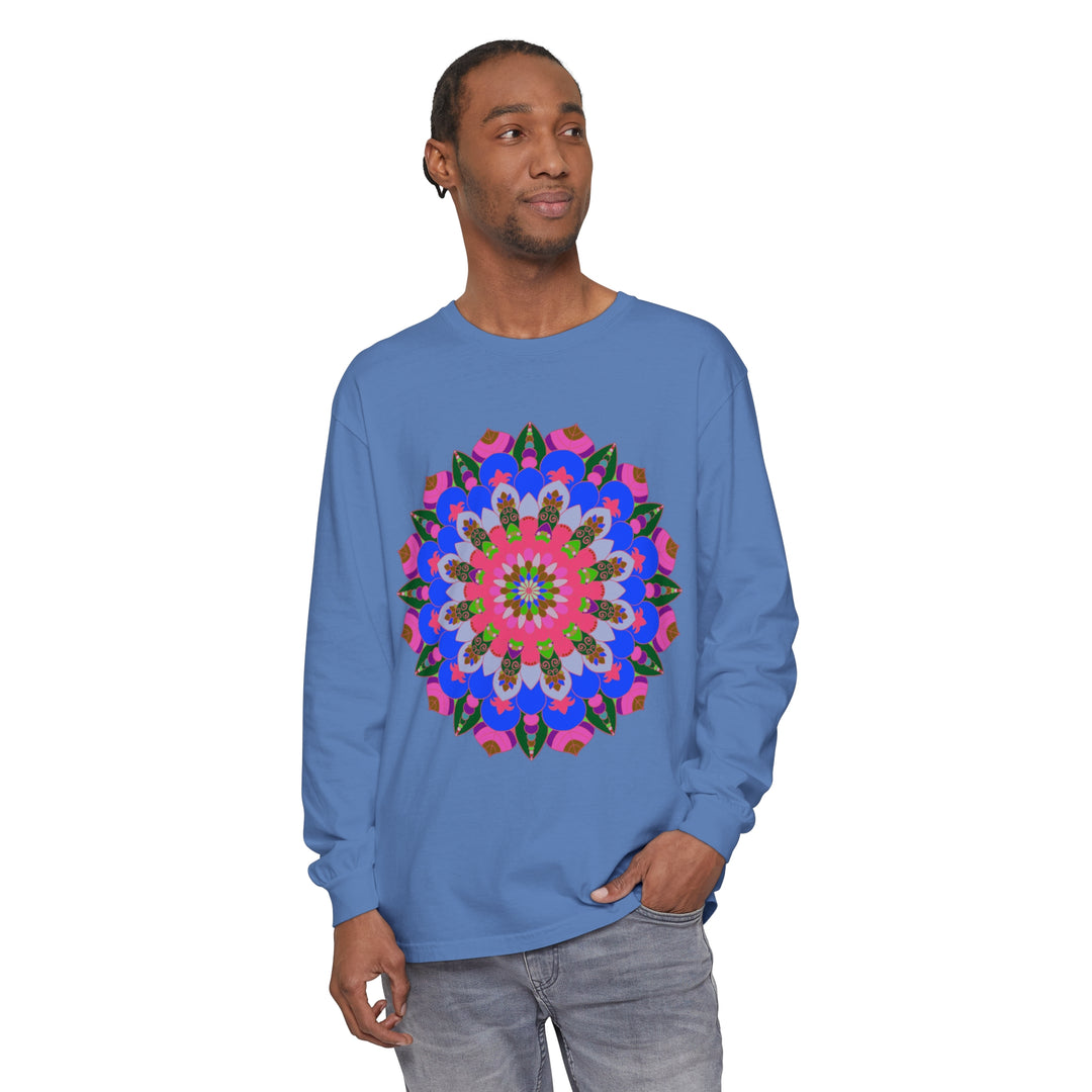 Colorful long sleeve t-shirt with a stunning mandala pattern