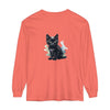 Black kitten watercolor long sleeve t-shirt featuring a cute kitten design