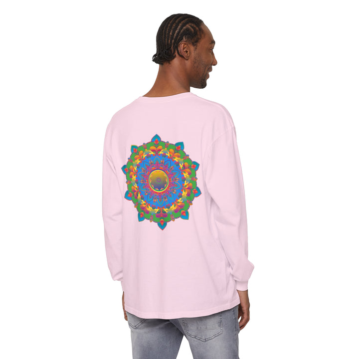 Intricate mandala design on a comfortable and trendy long sleeve t-shirt