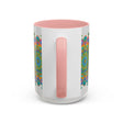A vibrant and detailed mandala art mug with colorful and intricate design