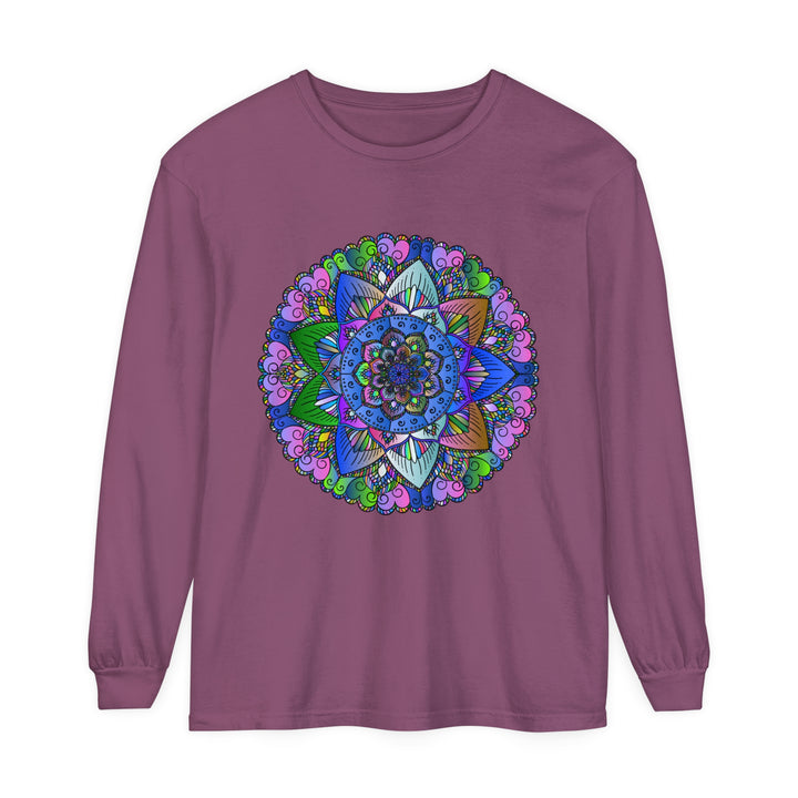 Colorful and intricate mandala design long sleeve t-shirt for all genders