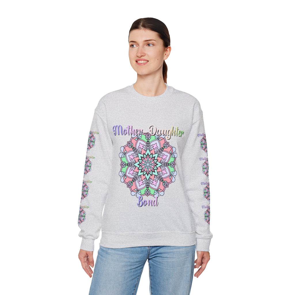 Felpa Girocollo Legame Madre-Figlia — Regalo di Famiglia Mandala Floreale