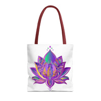 Beautiful and vibrant Mandala Lotus Tote Bag with intricate design and spacious interior