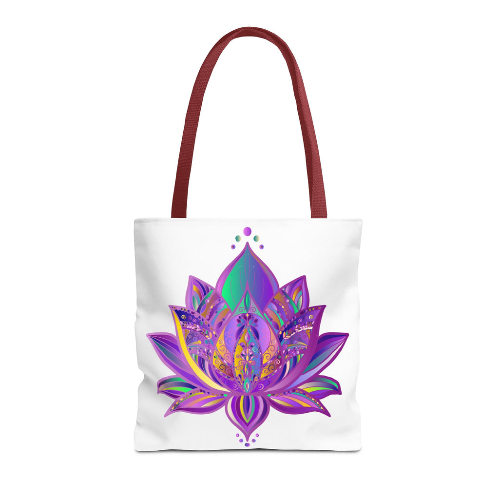 Beautiful and vibrant Mandala Lotus Tote Bag with intricate design and spacious interior