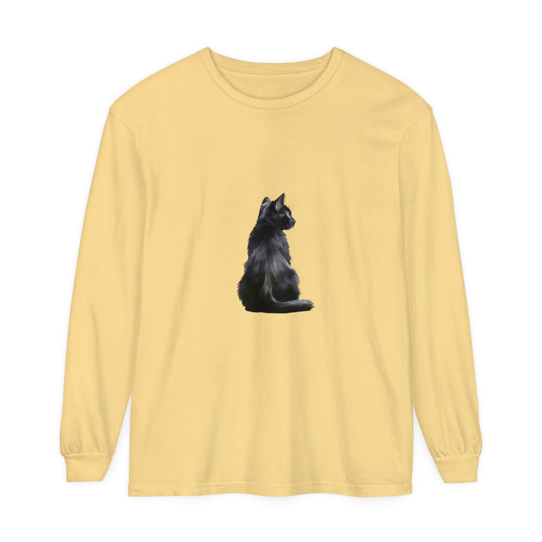 Black Cat Mystique Long Sleeve T-Shirt with intricate feline design