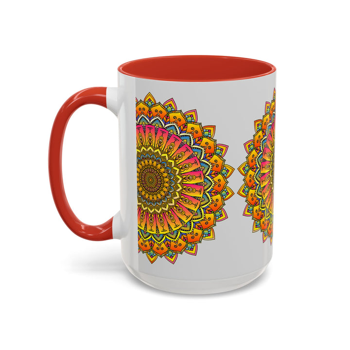 A colorful floral mandala art mug, featuring intricate designs and vibrant colors