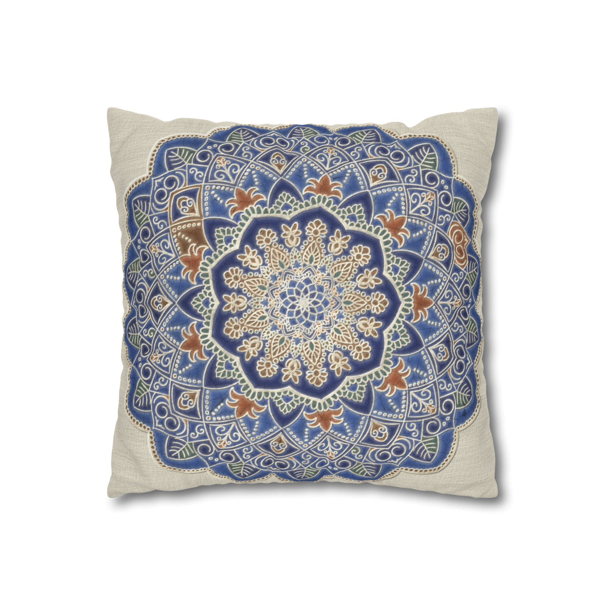 Federe quadrate Mandala blu