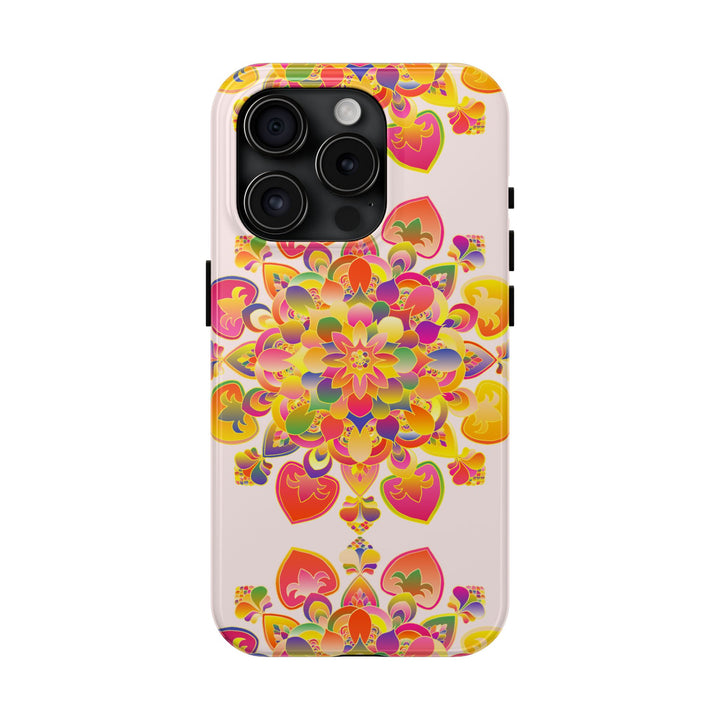 Beautiful hand drawn mandala art phone case with intricate details