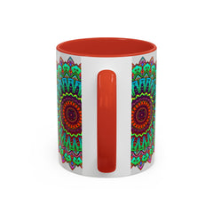 Light grey ceramic mug with colorful mandala art design, perfect for sipping your favorite hot beverages in style