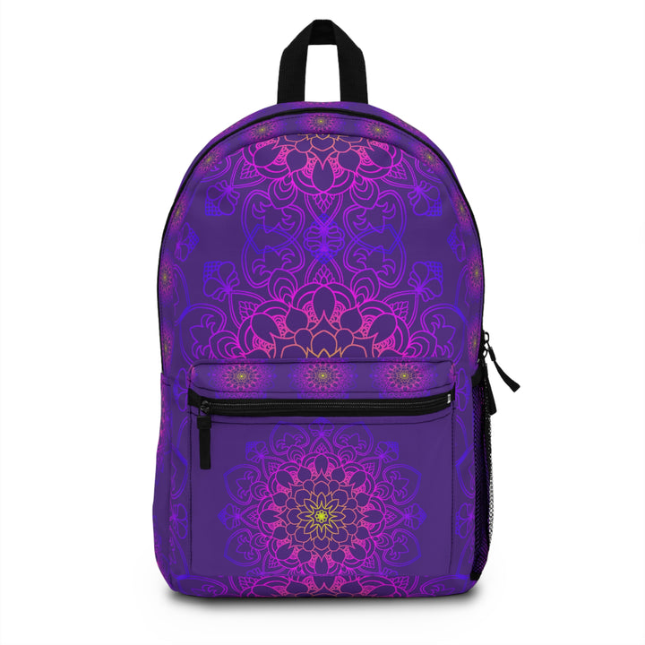 Purple Mandala Backpack with Intricate Floral Design and Comfort