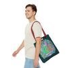 Beautiful and intricate Mystical Nature Mandala Tote Bag with vibrant colors and detailed design