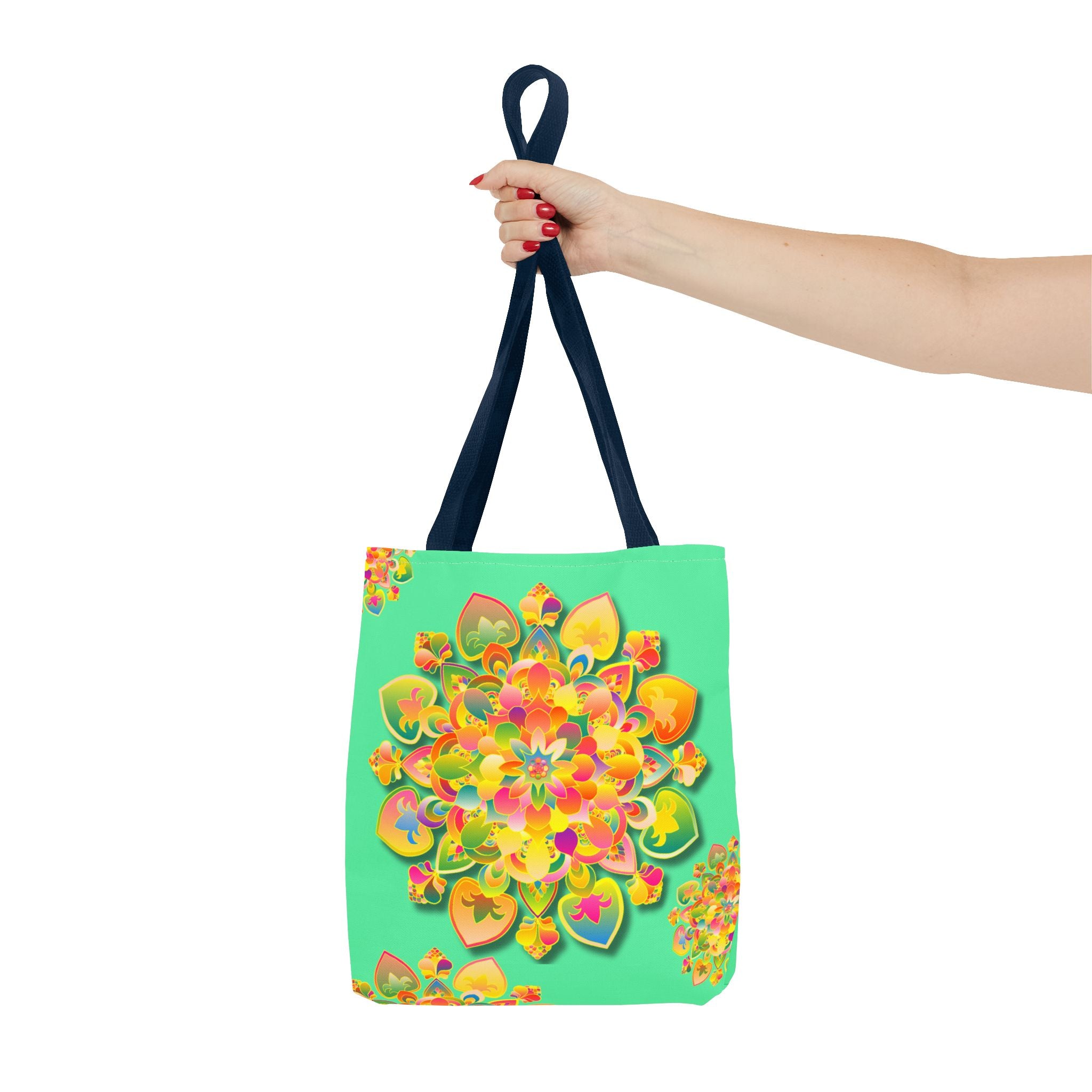 Borsa tote con mandala floreale — Stampa integrale verde tropicale brillante