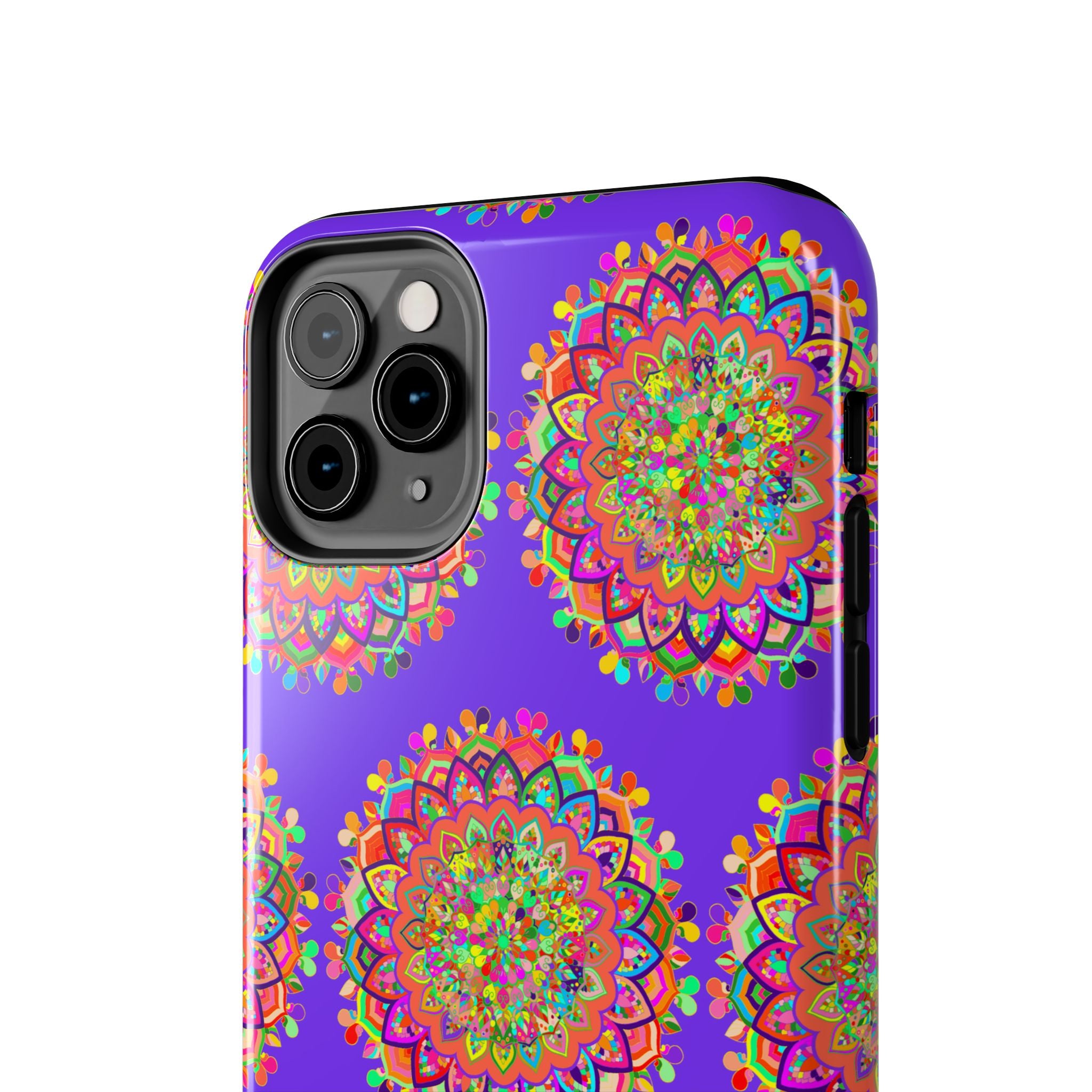 Hand Drawn Small Purple Mandala Art Phone Case for iPhone X and XS, featuring intricate floral design and durable protective material