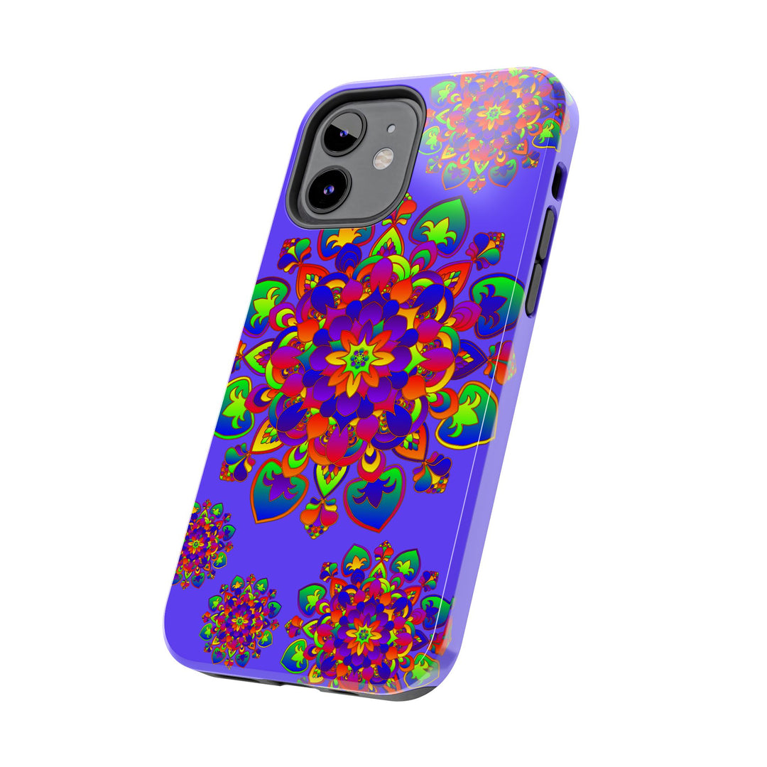 Colorful hand drawn mandala rainbow design phone case for protection and style