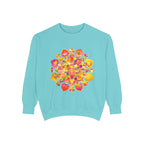 Eye-catching and detailed mandala design on a vibrant sweatshirt