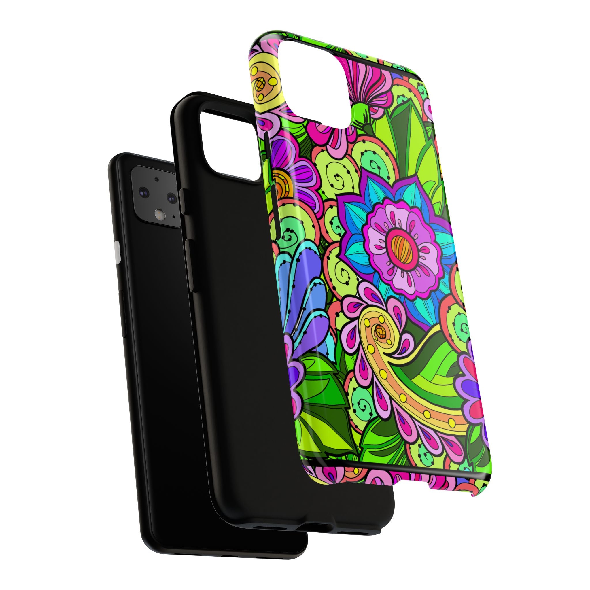 Floral Fantasy iPhone and Google Pixel Case in Bright Green Palette