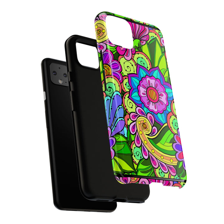 Floral Fantasy iPhone and Google Pixel Case in Bright Green Palette
