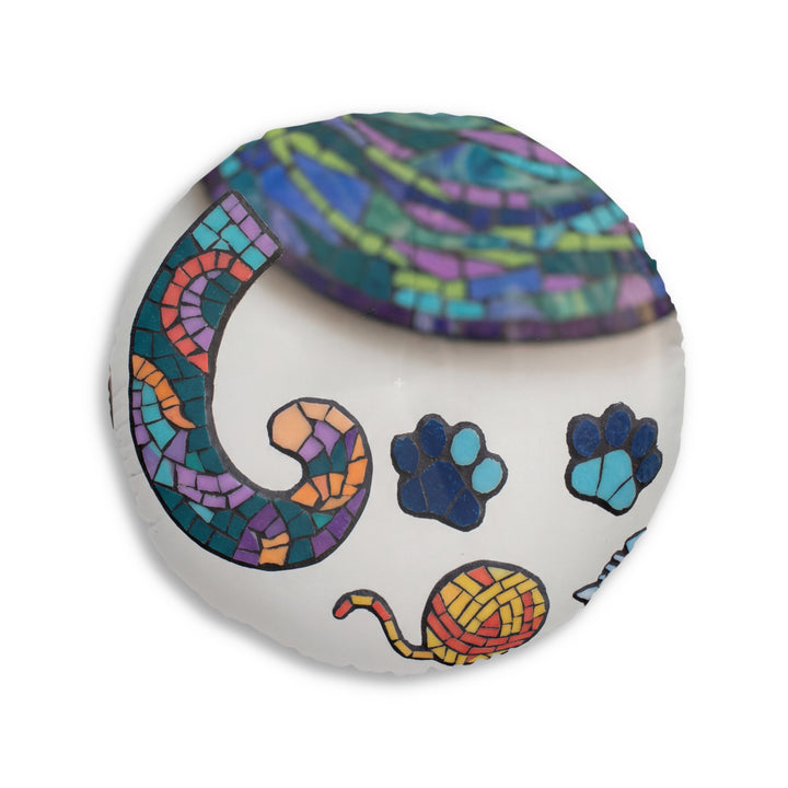 Mosaic Cat Dream Round Floor Pillow