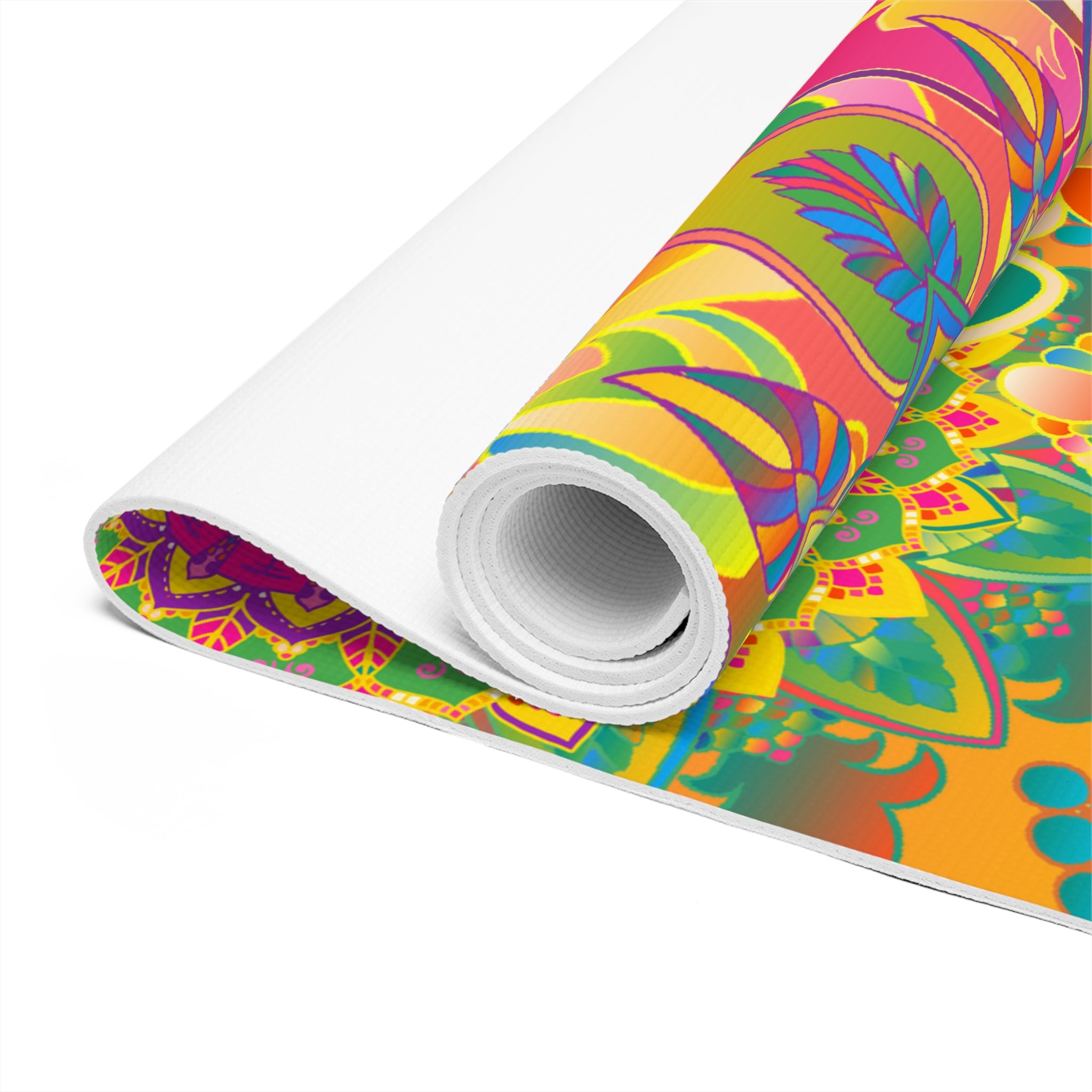 Colorful Mandala Floral Foam Yoga Mat — Vibrant Handmade-Style Design