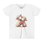 Youth Tee - Cartoon Sheeps Hugging Heart, Cute and Lovely Design