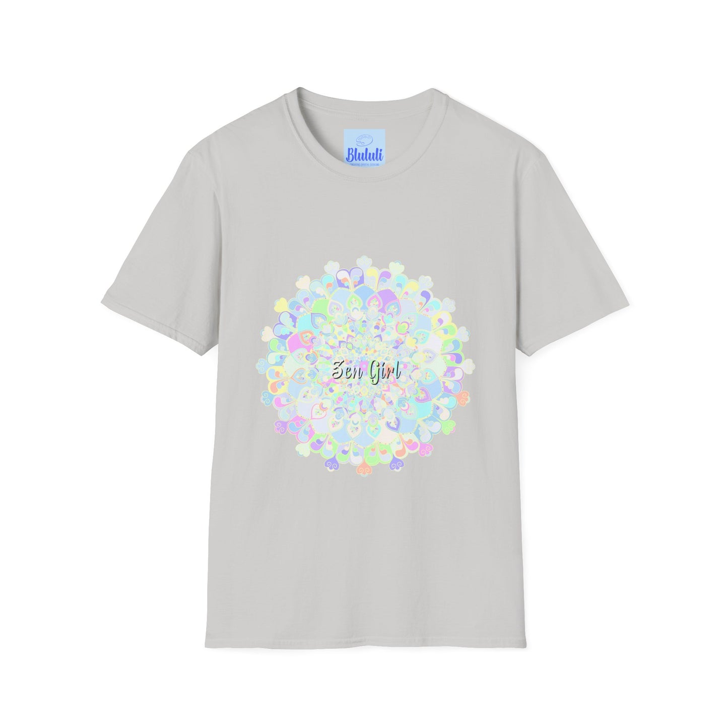 Colorful mandala design printed on a comfortable t-shirt, perfect for yoga and meditation enthusiasts