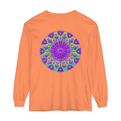 Beautiful purple and green mandala long sleeve t-shirt with intricate design