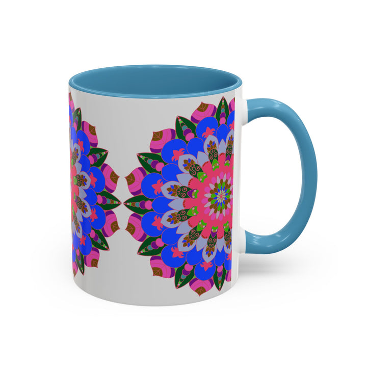 Mandala mug with vibrant and detailed floral patterns