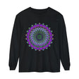 Intricate Mandala Unisex Long Sleeve T-Shirt featuring detailed mandala design on sleeves and front