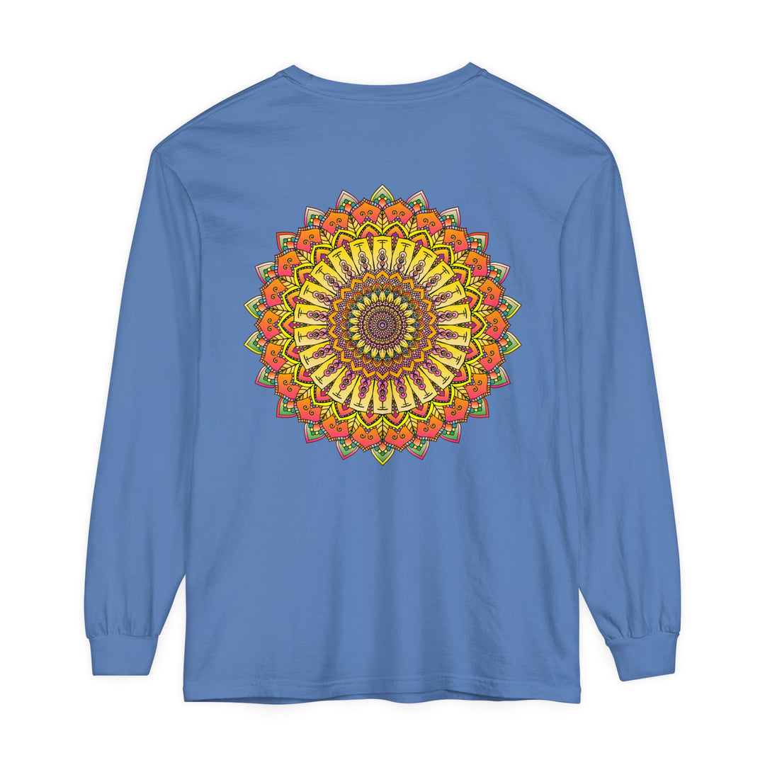 Intricate Mandala Unisex Long Sleeve T-Shirt featuring detailed and colorful mandala design perfect for both men and women