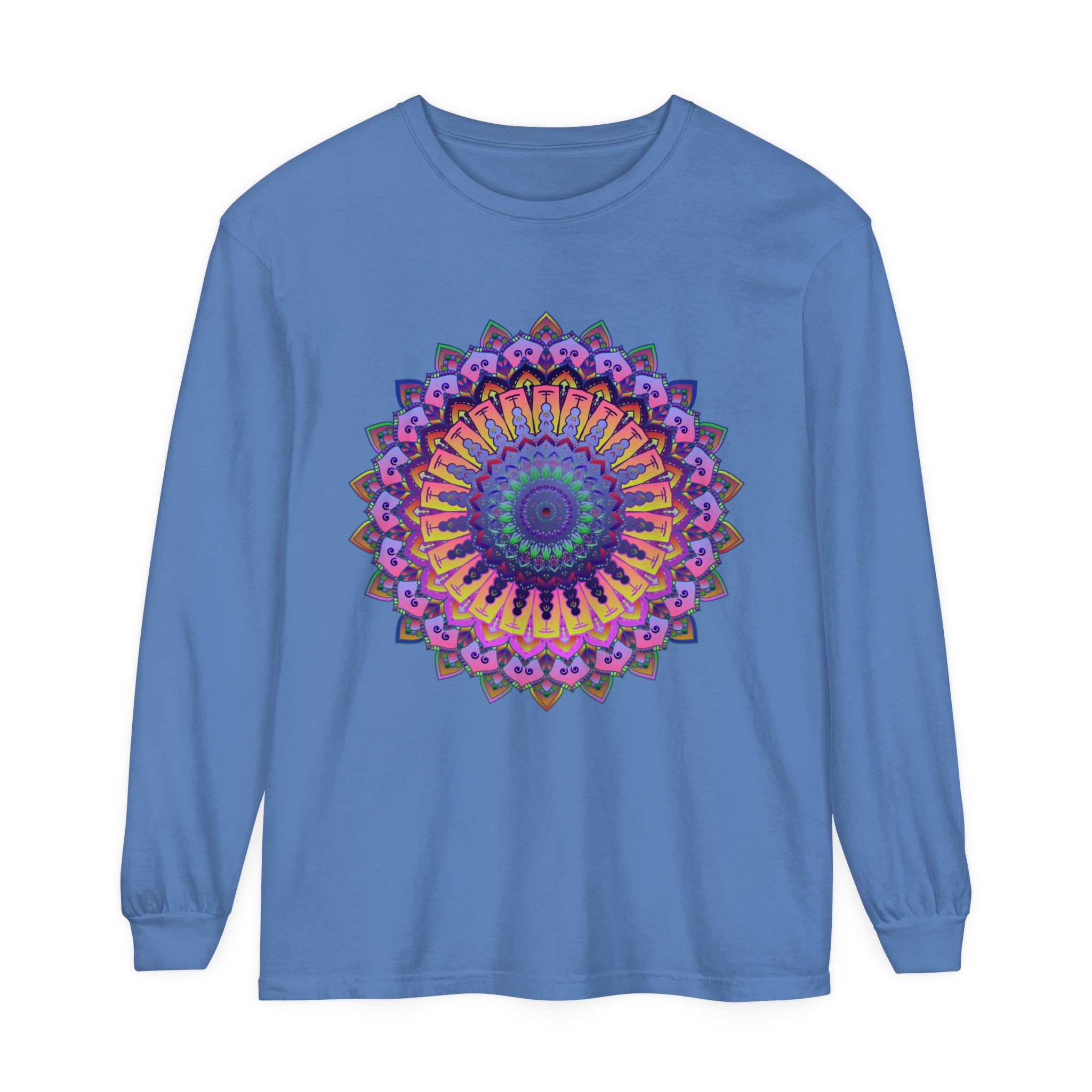 Intricate Mandala Unisex Long Sleeve T-Shirt with vibrant and detailed design