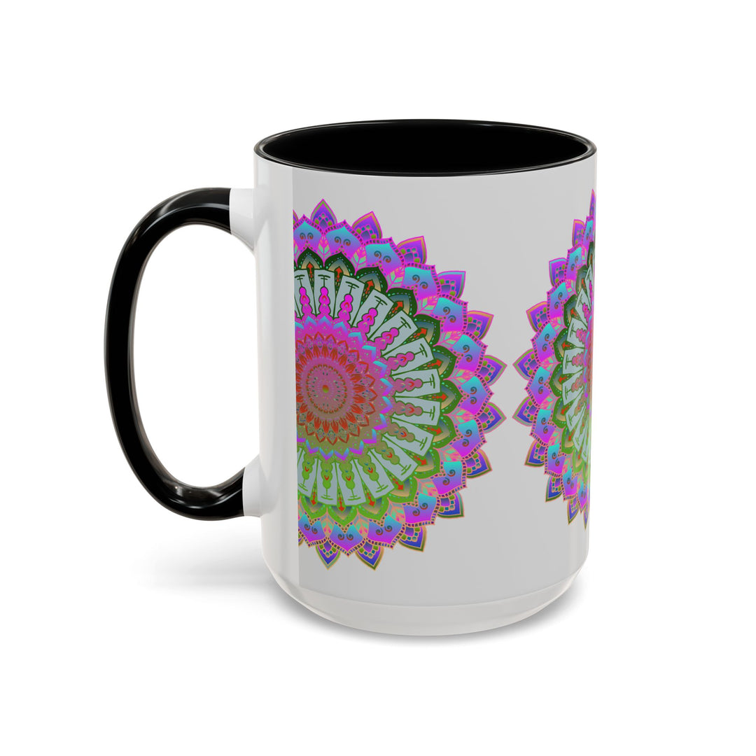 Intricately designed mandala art mug with colorful and vibrant patterns