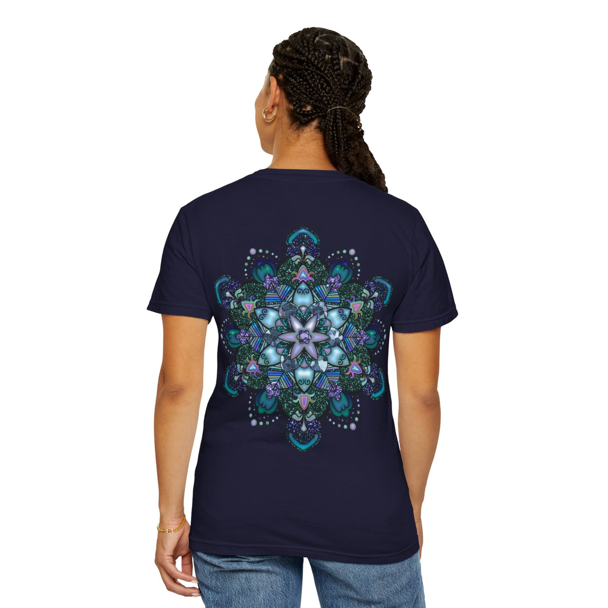 Mandala T-Shirt – Blue Purple Boho Geometric Floral Design