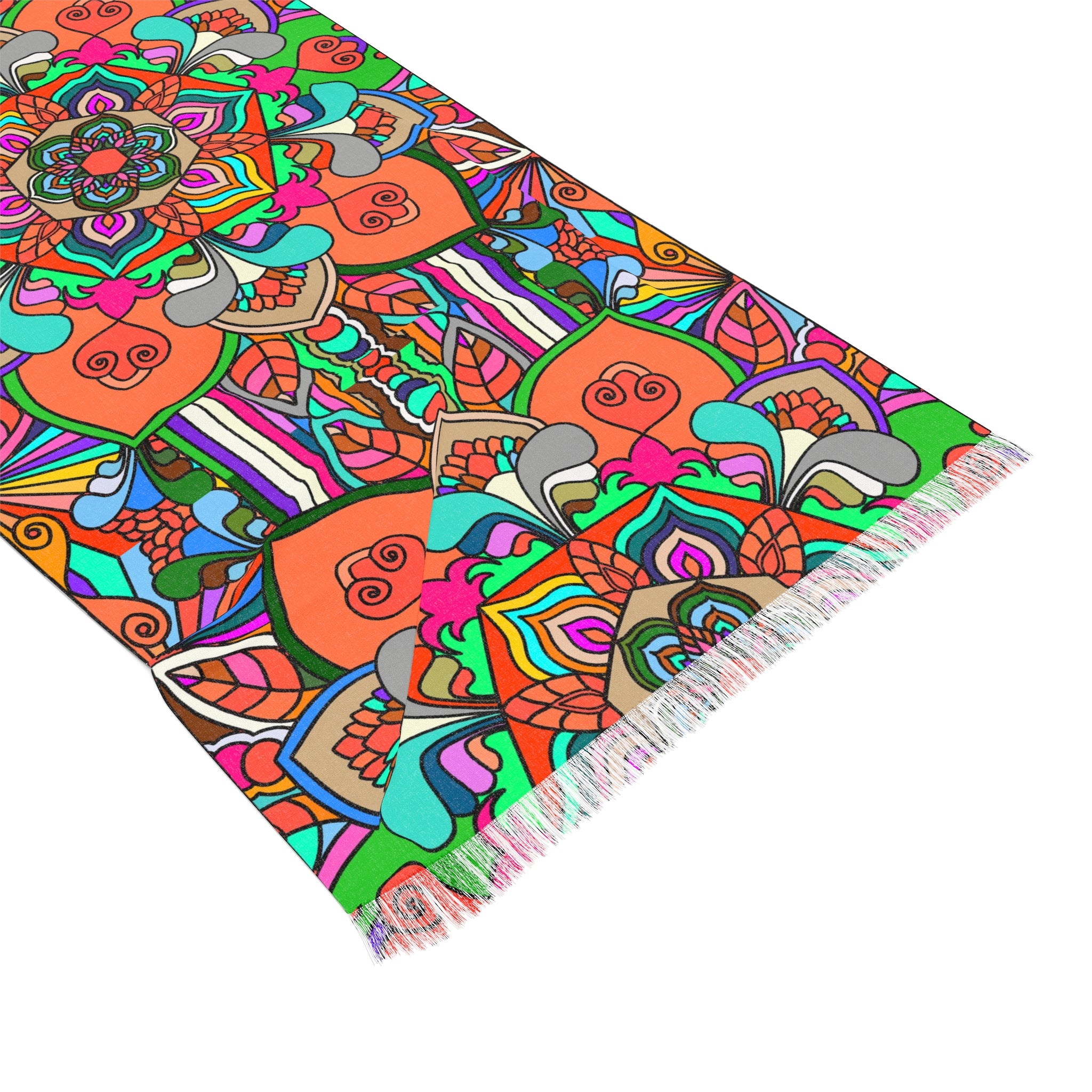 Floral Orange Mandala Light Scarf