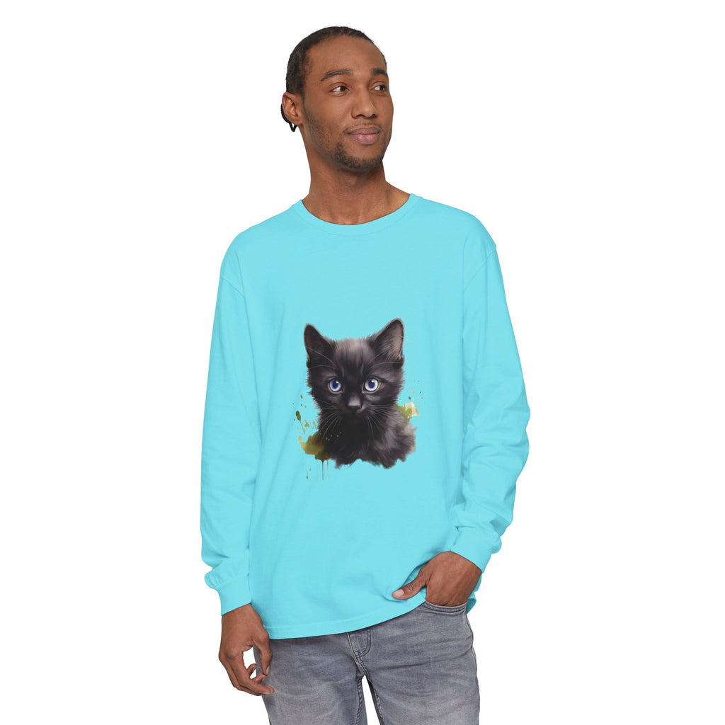 Mystische schwarze Katze – Langarm-T-Shirt