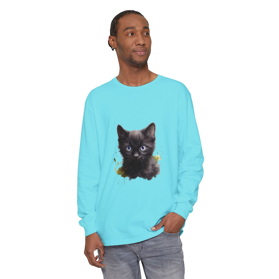Mystische schwarze Katze – Langarm-T-Shirt