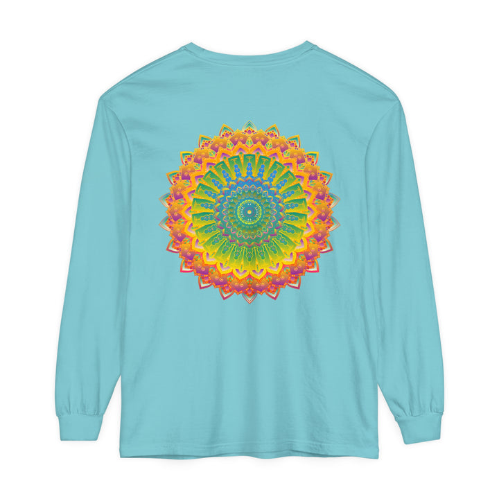 Long sleeve mandala t-shirt with a vibrant and detailed design