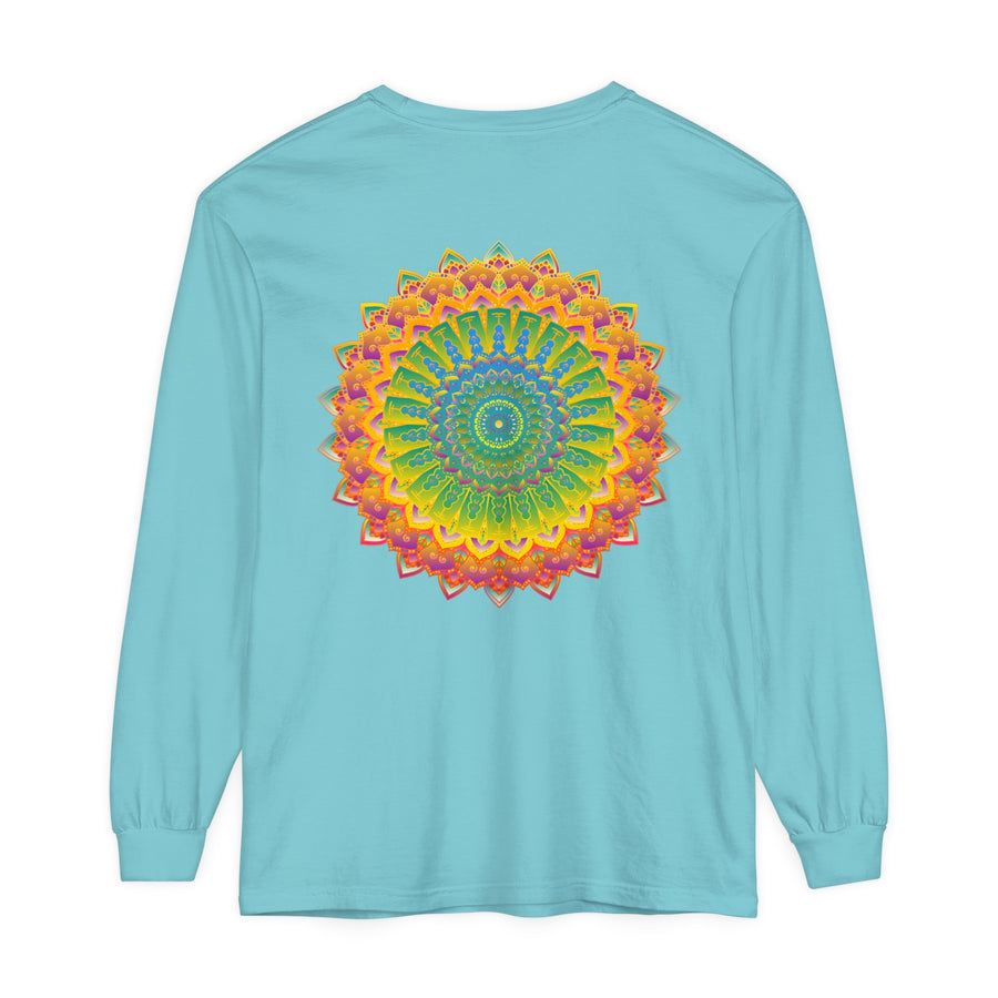 Long sleeve mandala t-shirt with a vibrant and detailed design
