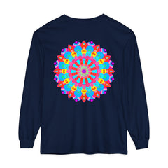 Colorful Mandala Unisex Long Sleeve T-Shirt featuring vibrant, intricate design