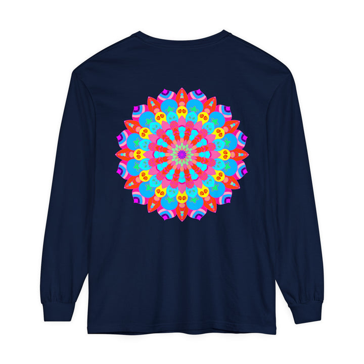 Colorful Mandala Unisex Long Sleeve T-Shirt featuring vibrant, intricate design