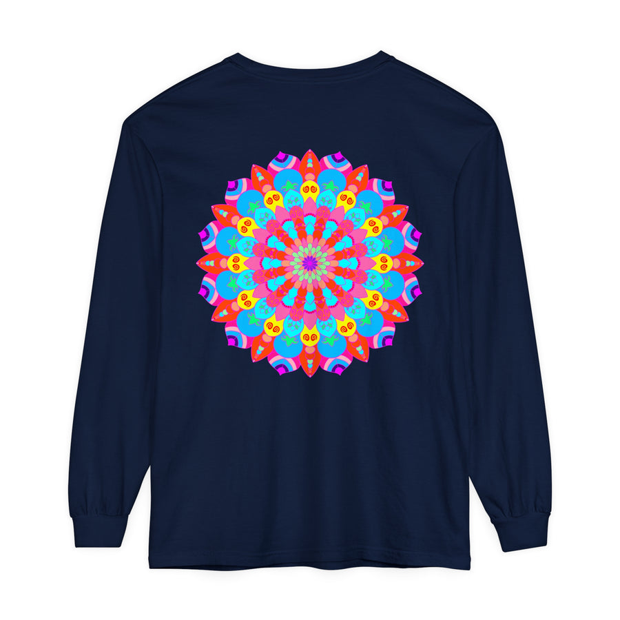 Colorful Mandala Unisex Long Sleeve T-Shirt featuring vibrant, intricate design