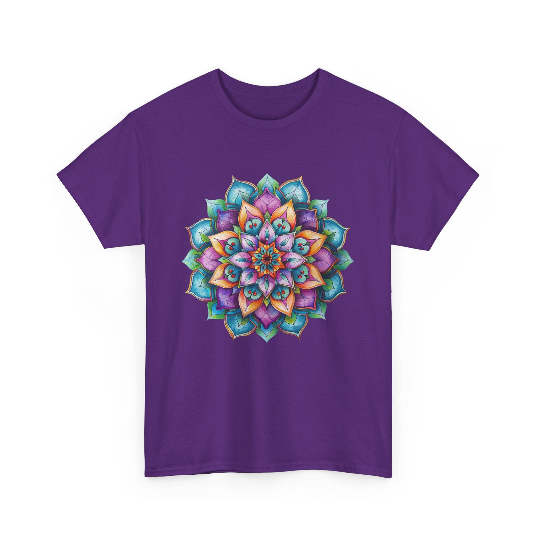 Beautiful Mandala Art Yoga Mindfulness - Unisex Heavy Cotton Tee for embracing mindfulness and spirituality