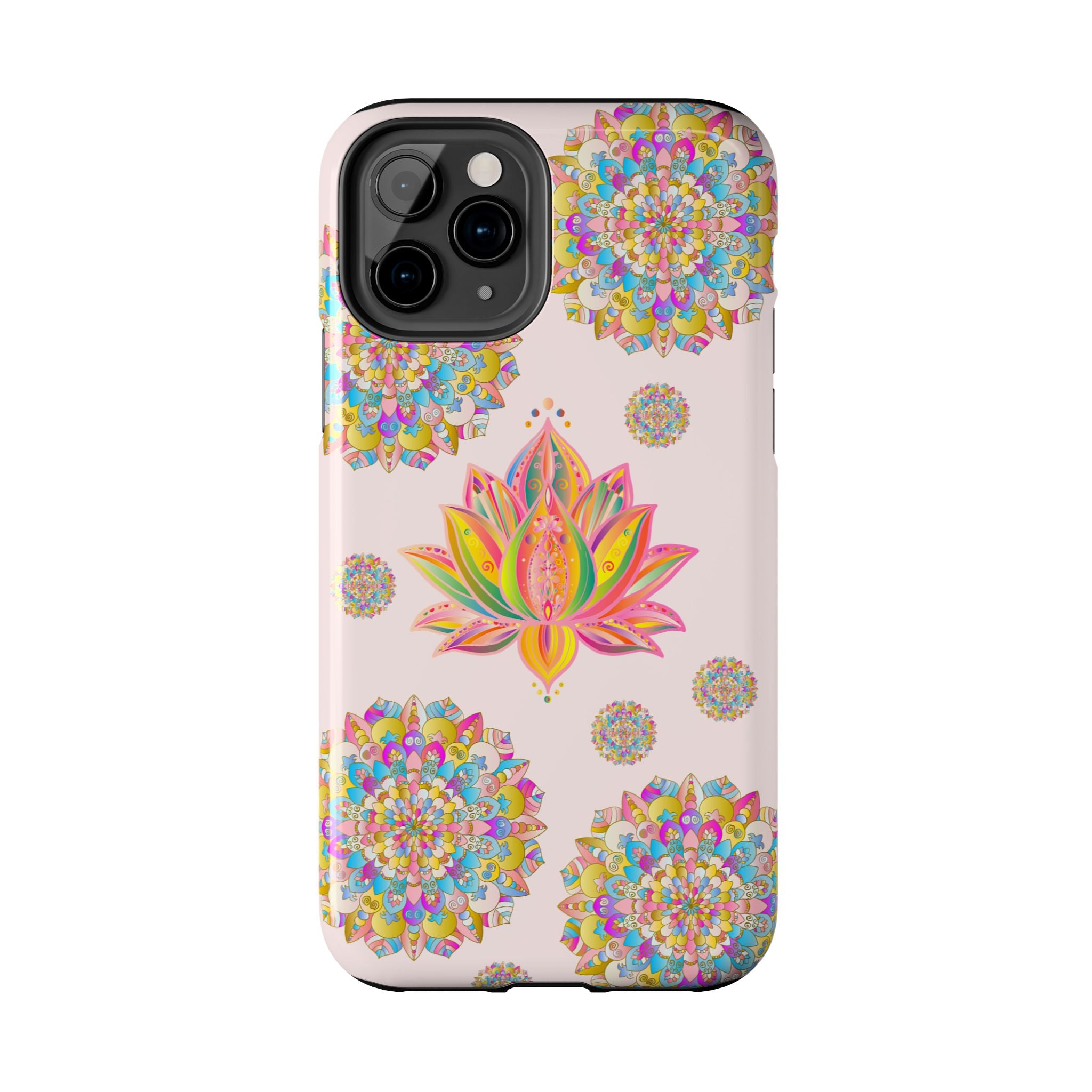 Light pink lotus flower mandala design phone case for stylish protection