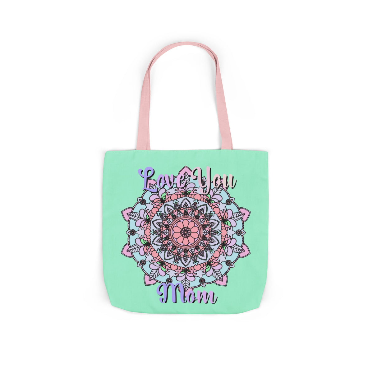 Mandala 'Love You Mom' Canvas Tote — Floral Mother's Day Gift Bag