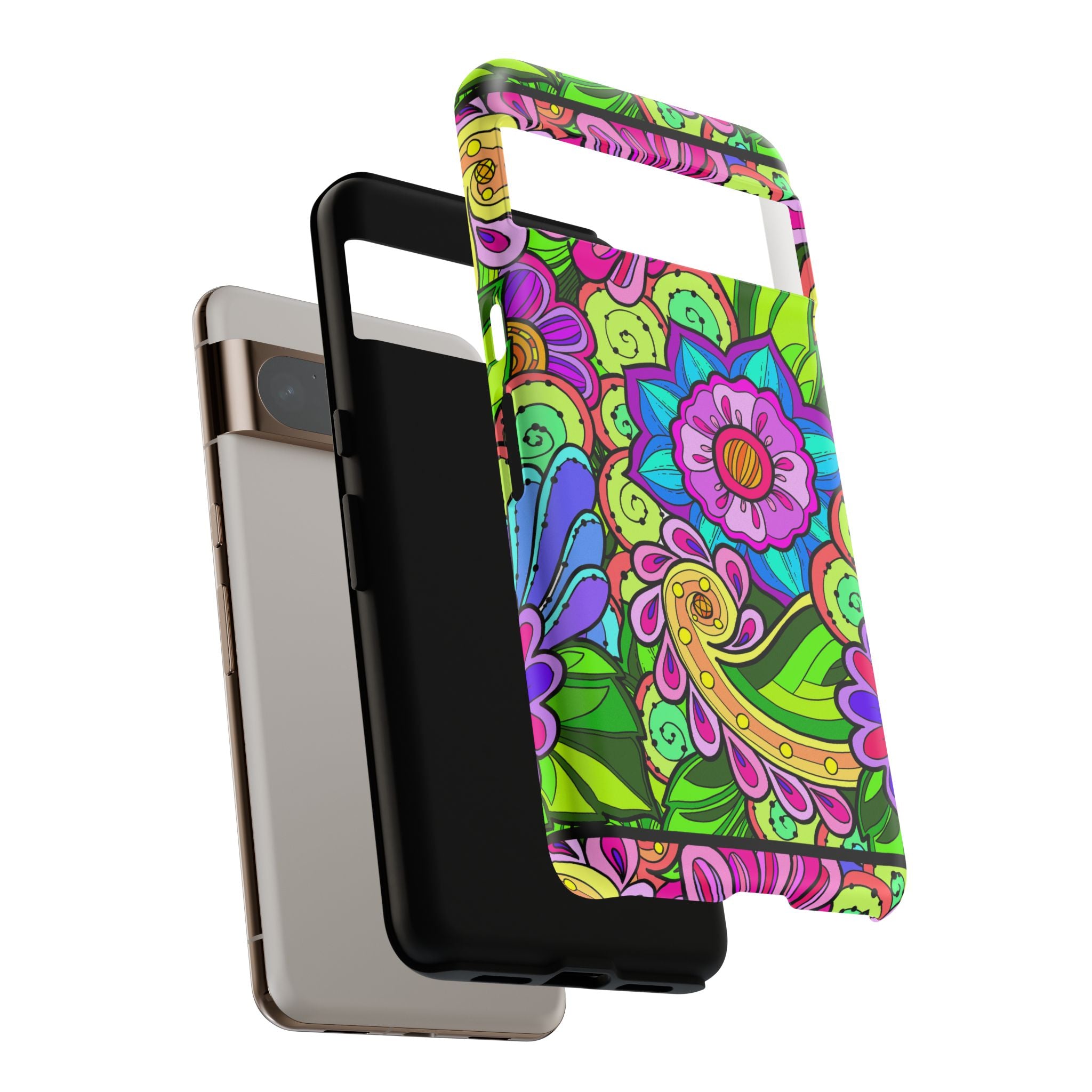 Floral Fantasy iPhone and Google Pixel Case in Bright Green Palette
