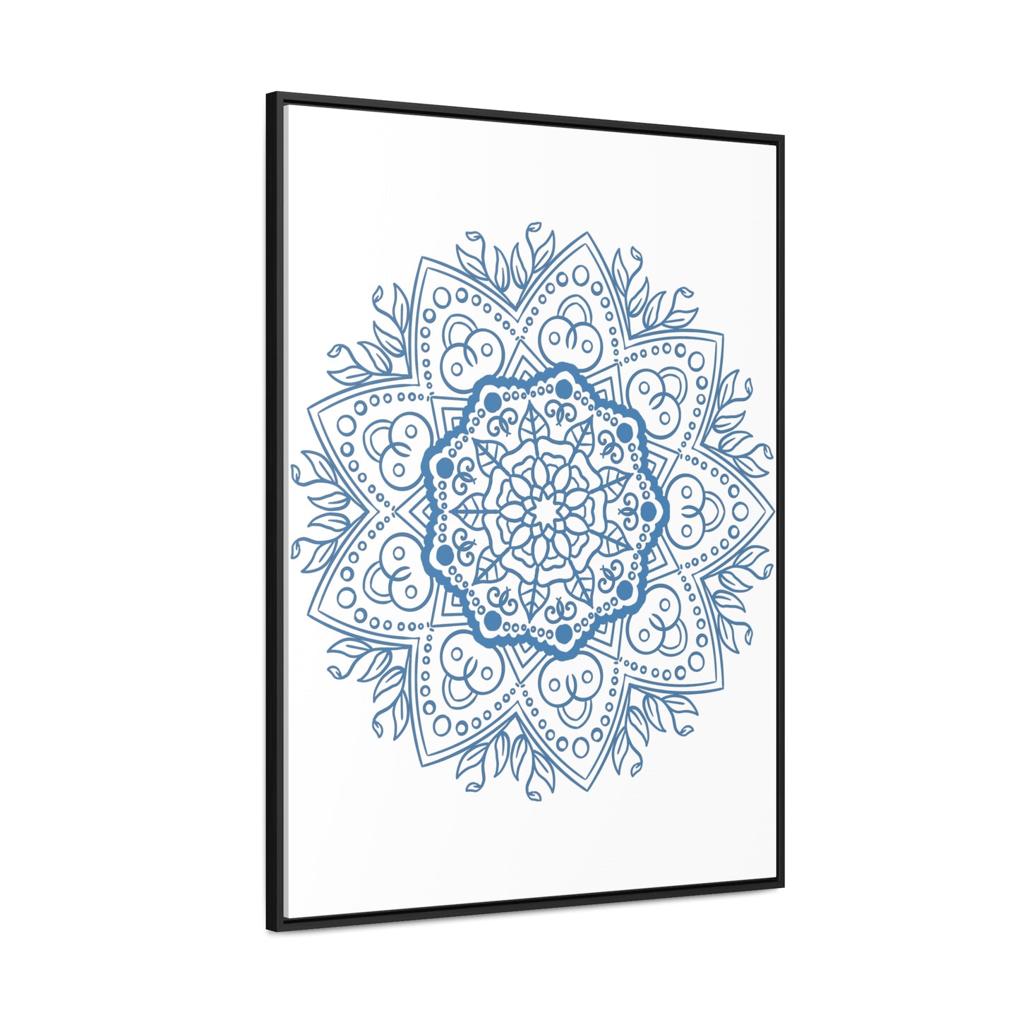 Handmade steel blue mandala design wall art on gallery canvas wraps